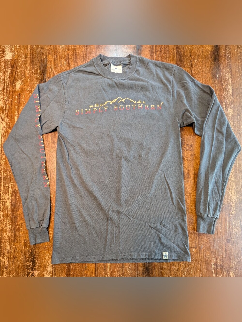 Simply Southern Long Sleeve T-Shirt Womens Small Gray Cotton Casual Tee Top